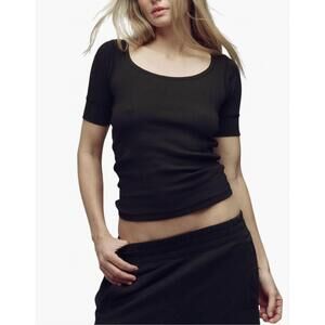 NEW THE GREAT. baby rib ballet tee in almost black